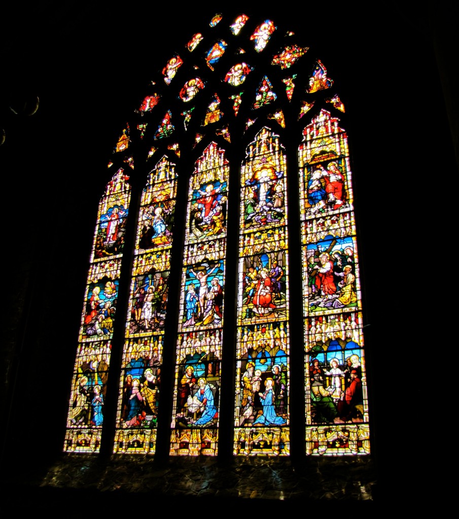 The Rosary Window of the Black Abbey is famous for its beauty. When Henry VIII was claiming the land, the bishop wanted to take the window back to Rome, but the town refused his (very, very large) offer of money. So, he had an Italian artist draw up plans that would let the window be recreated in Rome, but the artist somehow left the plans behind when he and the bishop fled. This allowed the city of Kilkenny to recreate the window when they restored the Black Abbey.