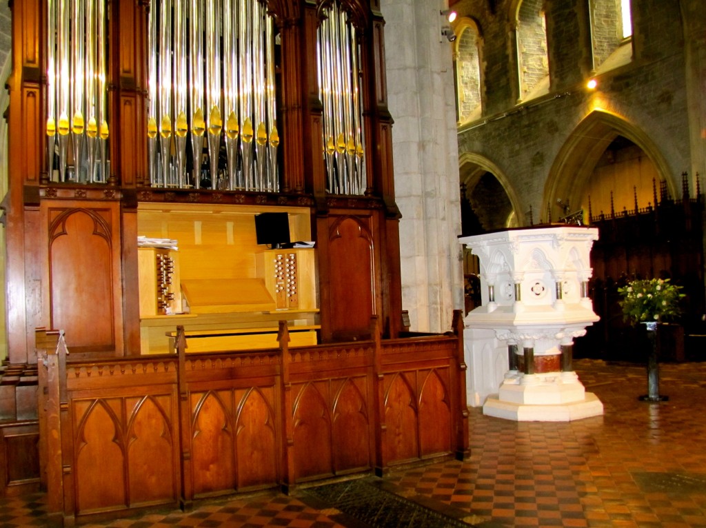 The organ, unusually, is on the main floor, not in a loft, and right beside the pulpit.