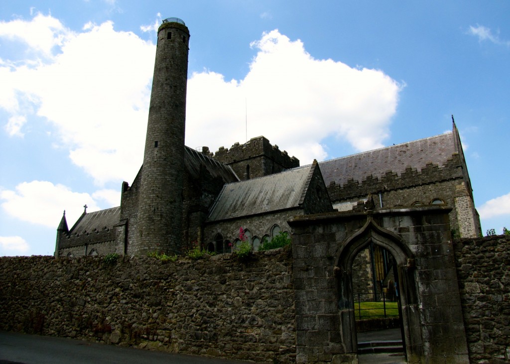 Looking at the cathedral from outside the wall.